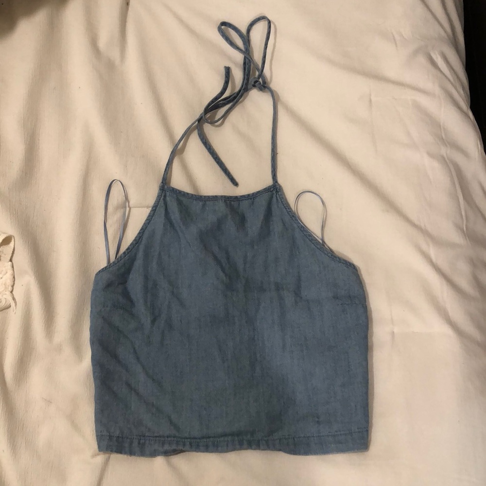 HOLLISTER California crop blue halter tank top
